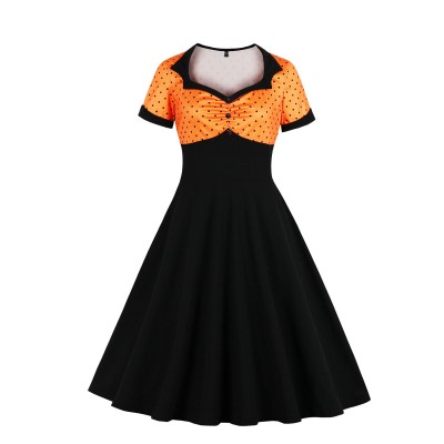 Orange and Black High Waist Vintage 1950s TL